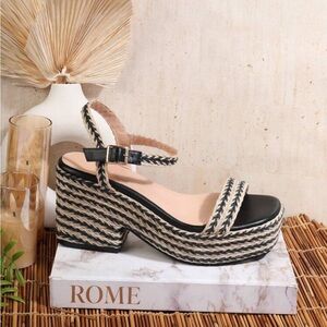 Black and white striped heels